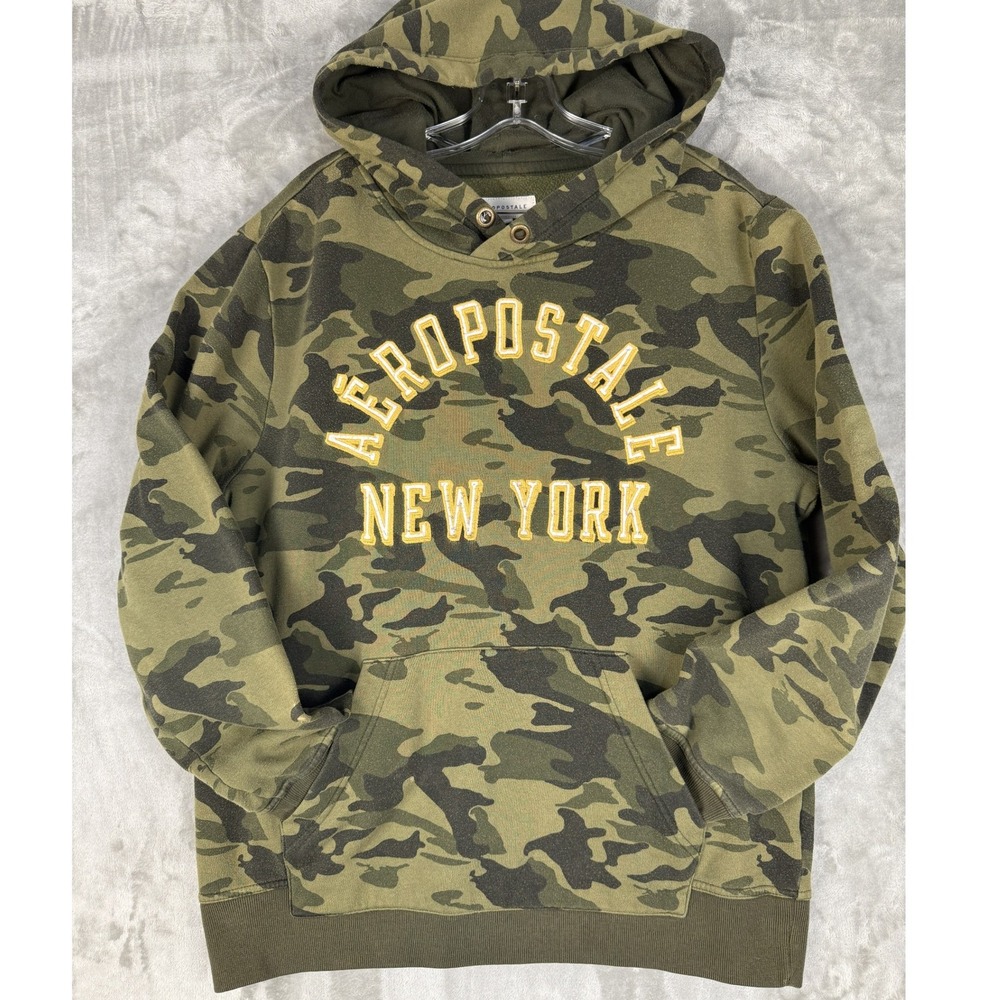 Aeropostale‎ New York Camo Hoodie Sweatshirt Long Sleeve Pullover Mens Size L